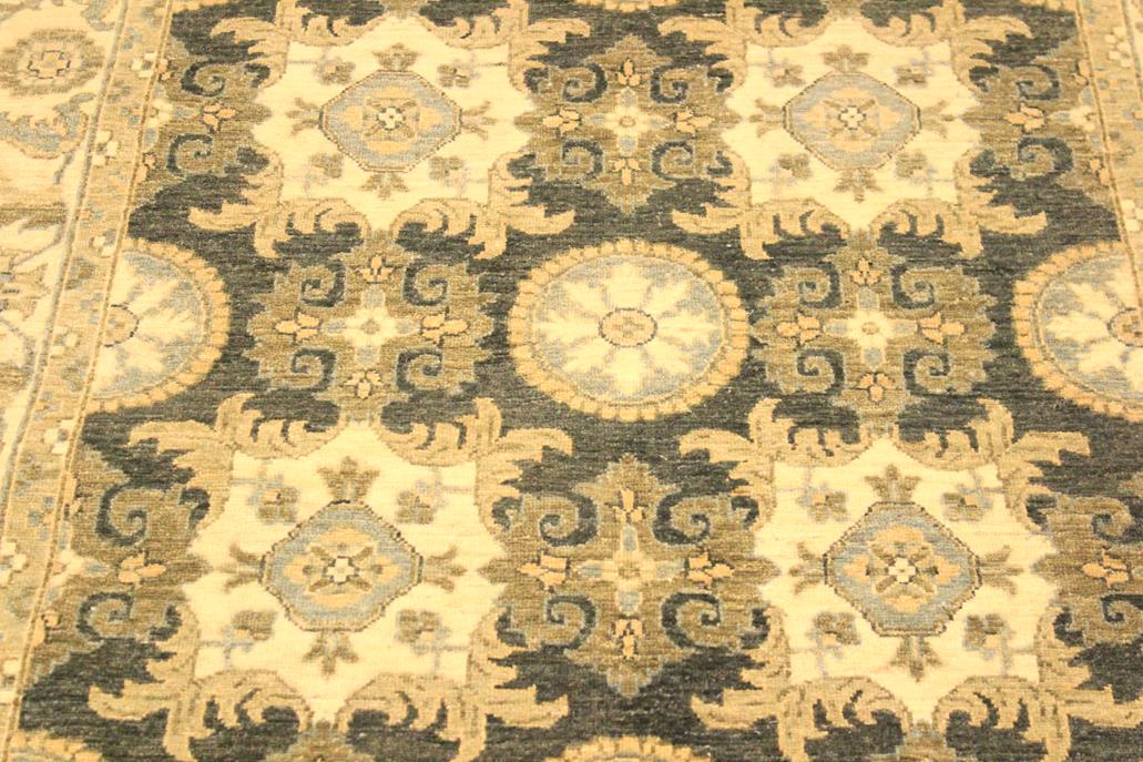 handmade Transitional Kafkaz Gray Ivory Hand Knotted RECTANGLE 100% WOOL area rug 4 x 6