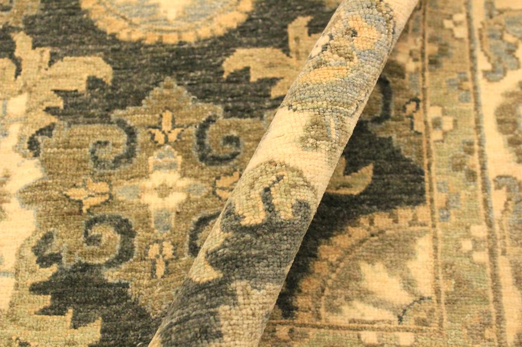 handmade Transitional Kafkaz Gray Ivory Hand Knotted RECTANGLE 100% WOOL area rug 4 x 6