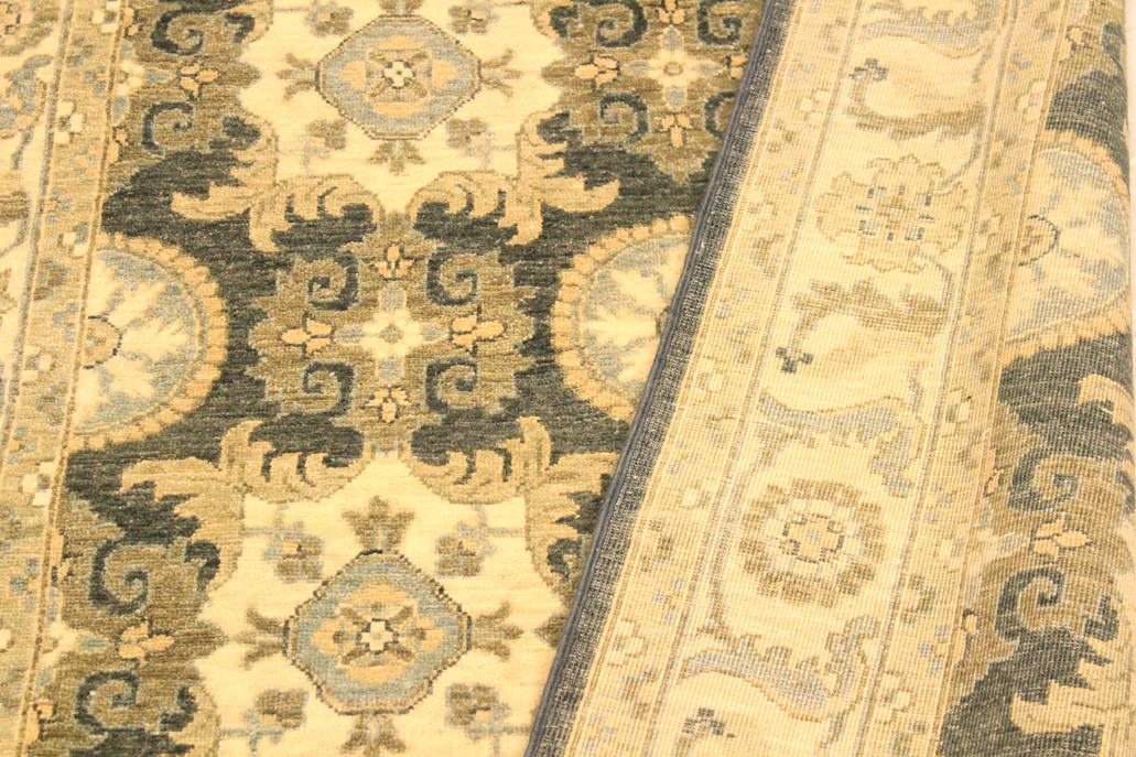 handmade Transitional Kafkaz Gray Ivory Hand Knotted RECTANGLE 100% WOOL area rug 4 x 6