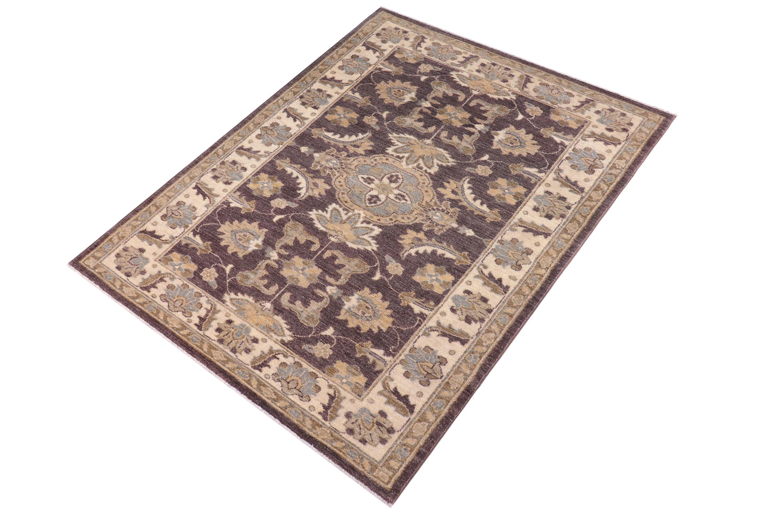 handmade Traditional Kafkaz Brown Ivory Hand Knotted RECTANGLE 100% WOOL area rug 3x5