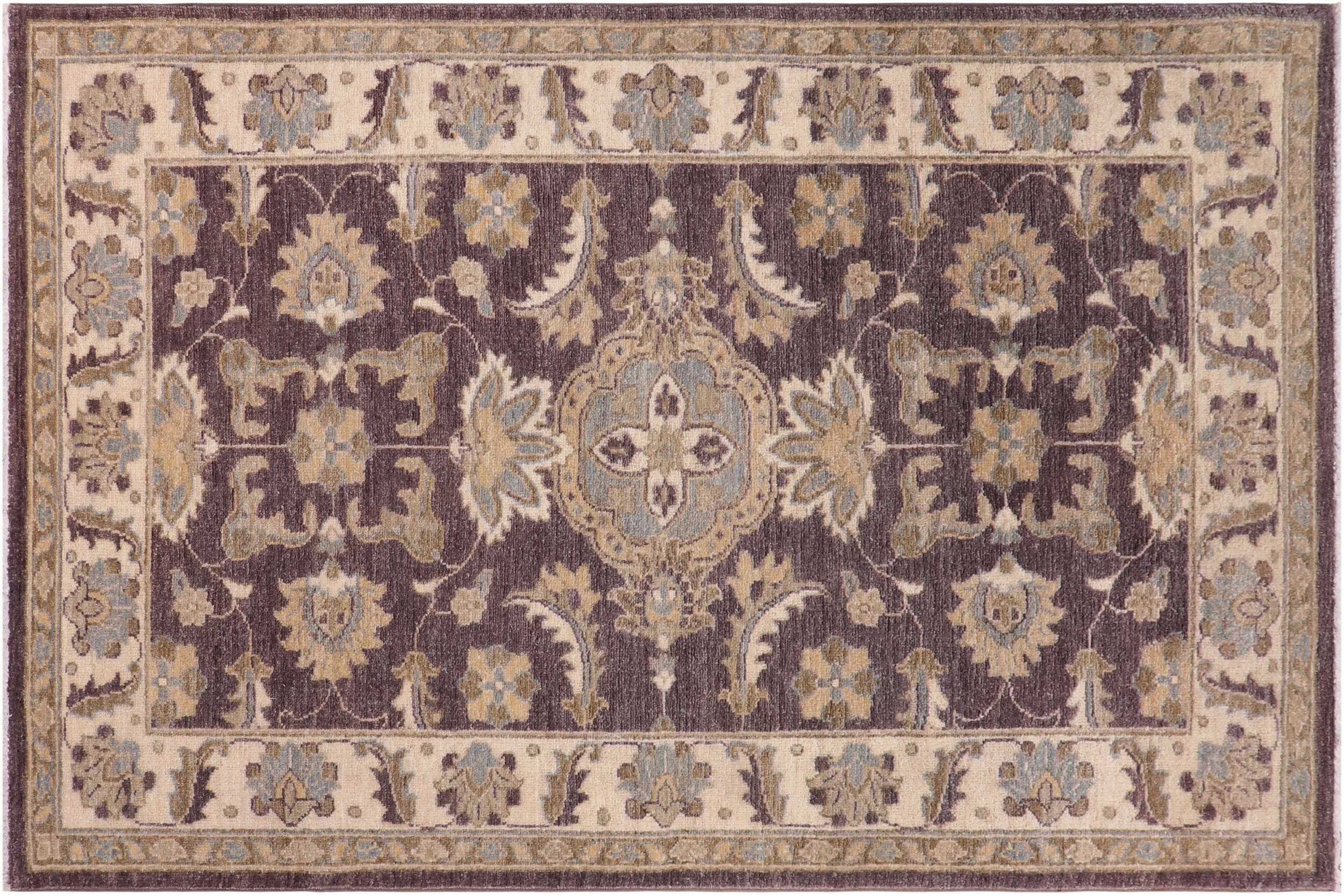 handmade Traditional Kafkaz Brown Ivory Hand Knotted RECTANGLE 100% WOOL area rug 3x5
