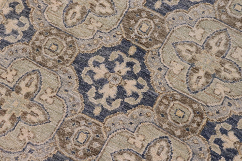 handmade Transitional Kafkaz Blue Tan Hand Knotted RECTANGLE 100% WOOL area rug 3' x 5'