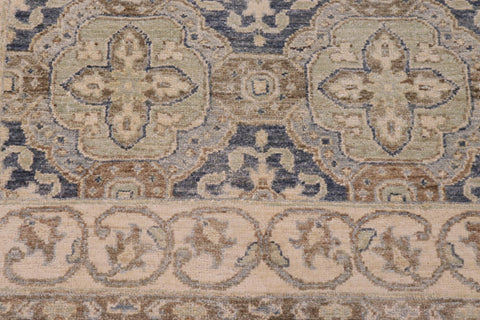 handmade Transitional Kafkaz Blue Tan Hand Knotted RECTANGLE 100% WOOL area rug 3' x 5'