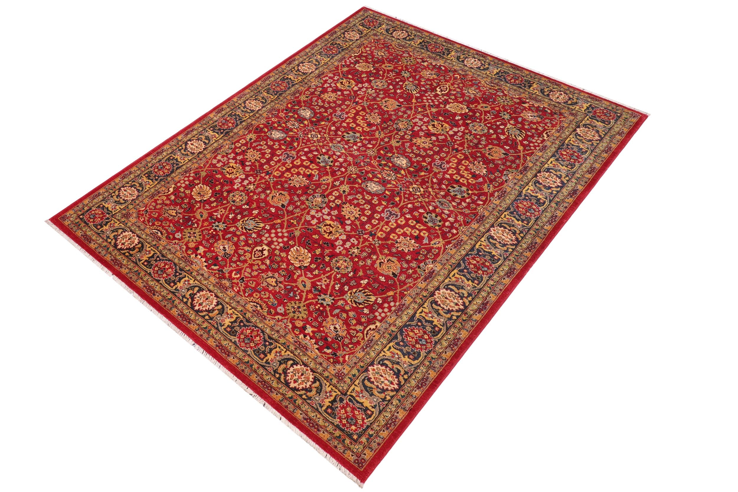 handmade Traditional Design Red Blue Hand Knotted RECTANGLE 100% WOOL area rug 6' x 9'
