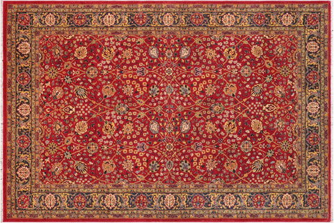 handmade Traditional Design Red Blue Hand Knotted RECTANGLE 100% WOOL area rug 6' x 9'