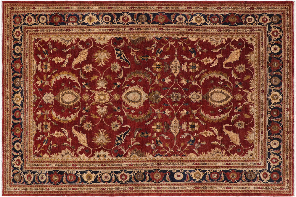 handmade Traditional Kafkaz Rust Blue Hand Knotted RECTANGLE 100% WOOL area rug 9x12