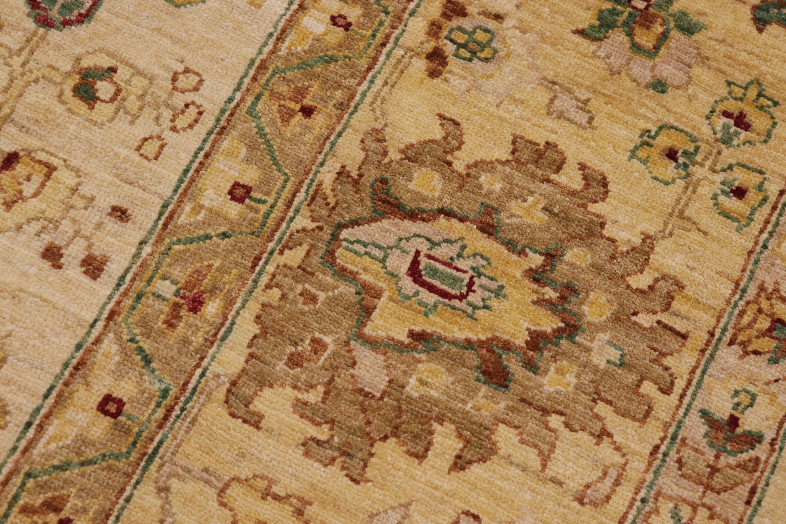 handmade Traditional Kafkaz Beige Gold Hand Knotted RECTANGLE 100% WOOL area rug 9x12
