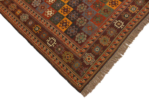 handmade Geometric Soumakh Rust Brown Hand-Woven RECTANGLE 100% WOOL area rug 5 x 6