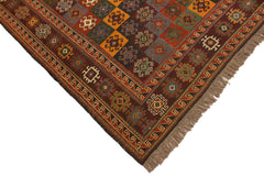 handmade Geometric Soumakh Rust Brown Hand-Woven RECTANGLE 100% WOOL area rug 5 x 6
