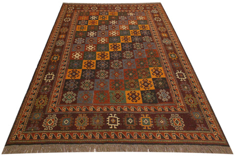 handmade Geometric Soumakh Rust Brown Hand-Woven RECTANGLE 100% WOOL area rug 5 x 6