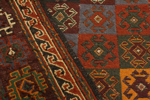 handmade Geometric Soumakh Rust Brown Hand-Woven RECTANGLE 100% WOOL area rug 5 x 6