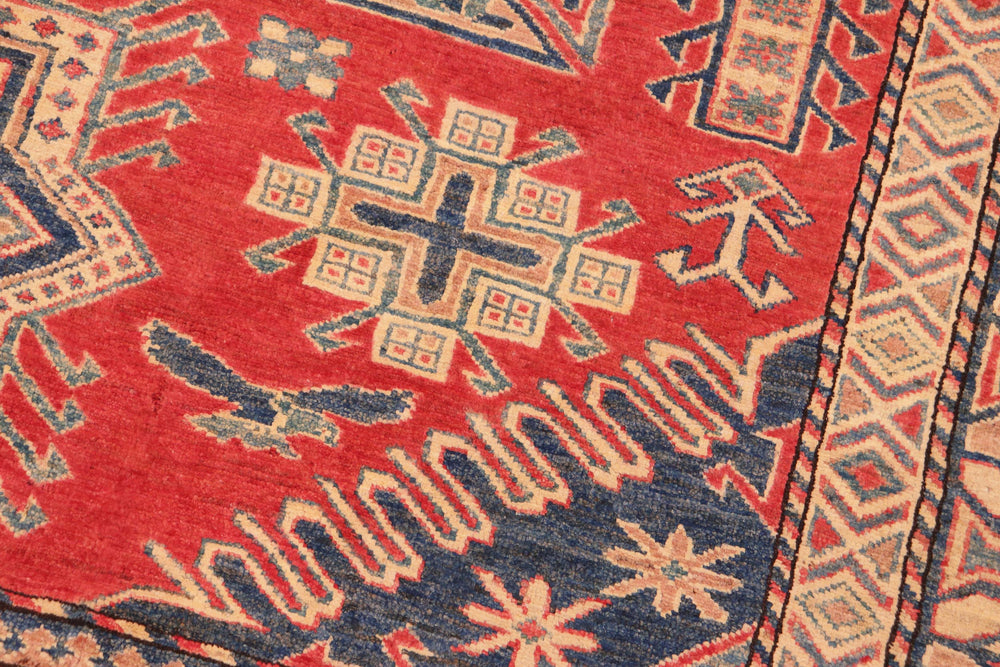 handmade Geometric Super Kazak Rust Tan Hand Knotted RECTANGLE 100% WOOL area rug 7' x 9'