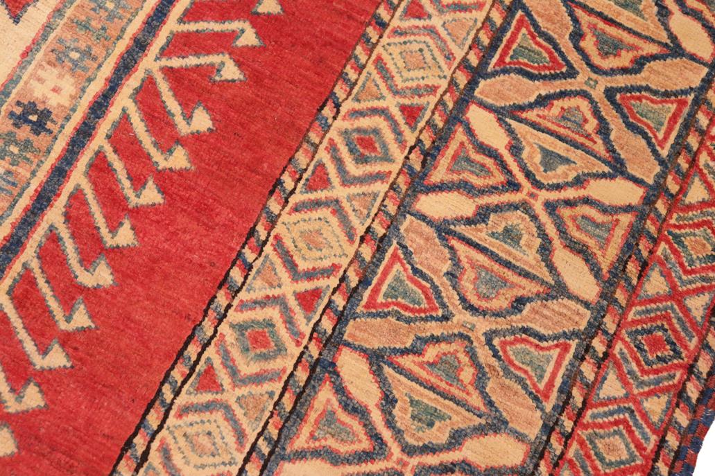 handmade Geometric Super Kazak Rust Tan Hand Knotted RECTANGLE 100% WOOL area rug 7 x 9