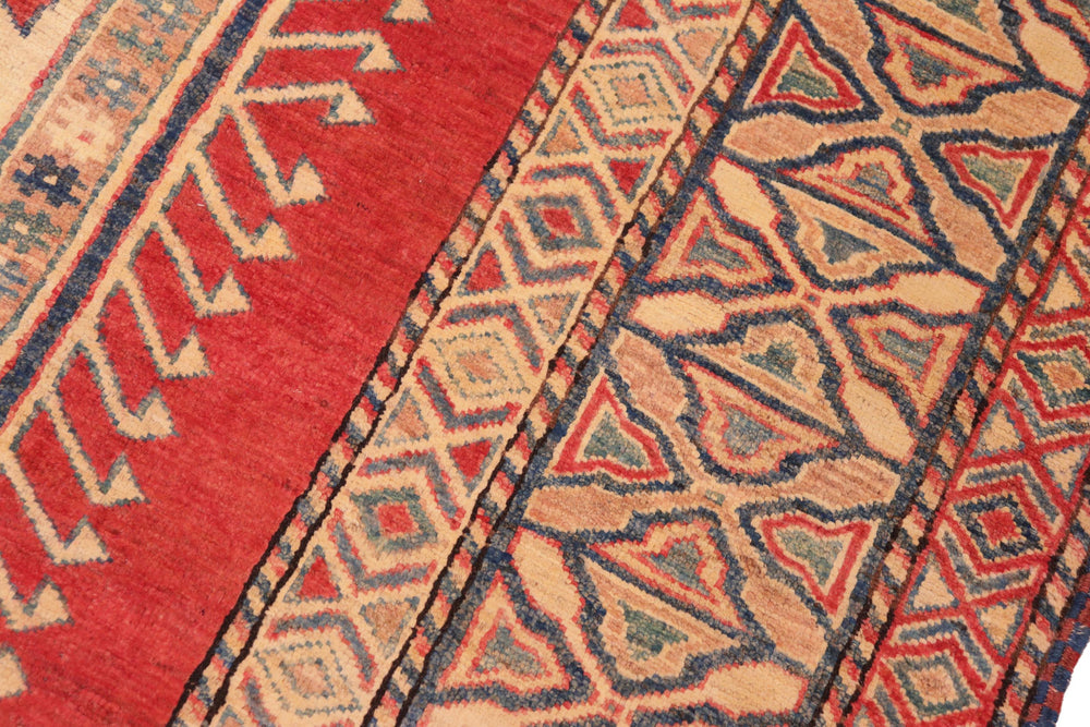 handmade Geometric Super Kazak Rust Tan Hand Knotted RECTANGLE 100% WOOL area rug 7' x 9'