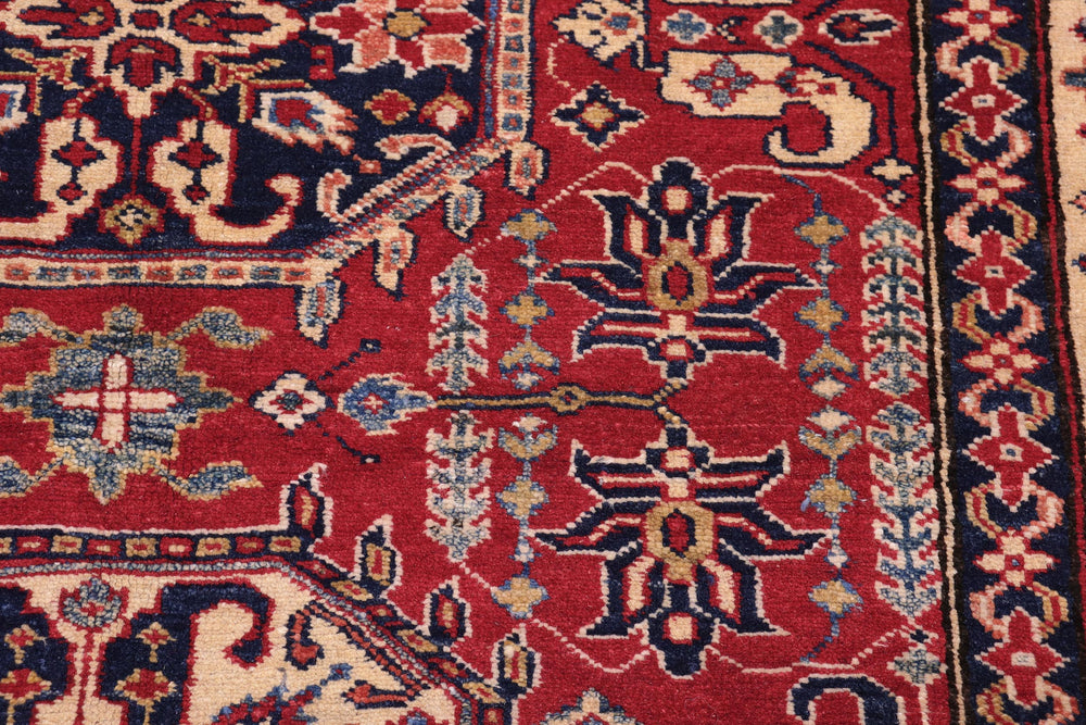 handmade Geometric Super Kazak Red Tan Hand Knotted RECTANGLE 100% WOOL area rug 4' x 6'