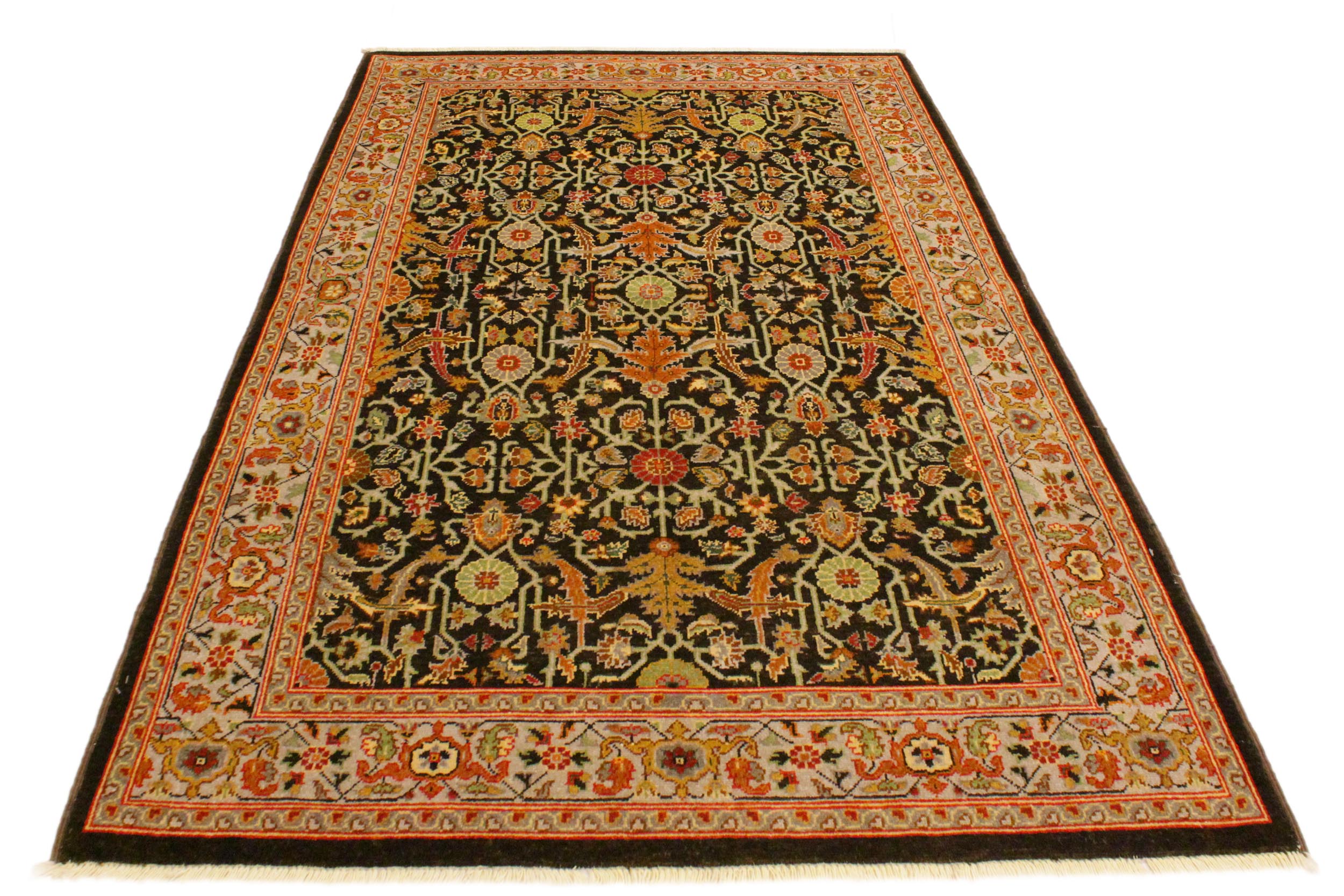 handmade Traditional Kafkaz Brown Tan Hand Knotted RECTANGLE 100% WOOL area rug 4x6
