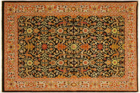 handmade Traditional Kafkaz Brown Tan Hand Knotted RECTANGLE 100% WOOL area rug 4x6