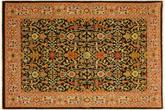 handmade Traditional Kafkaz Brown Tan Hand Knotted RECTANGLE 100% WOOL area rug 4x6