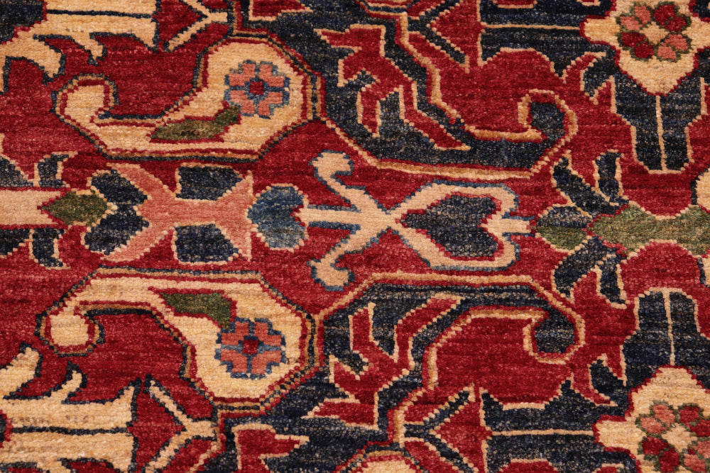 handmade Geometric Super Kazak Red Beige Hand Knotted RECTANGLE 100% WOOL area rug 8' x 11'