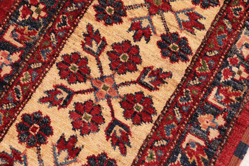 handmade Geometric Super Kazak Red Beige Hand Knotted RECTANGLE 100% WOOL area rug 8' x 11'