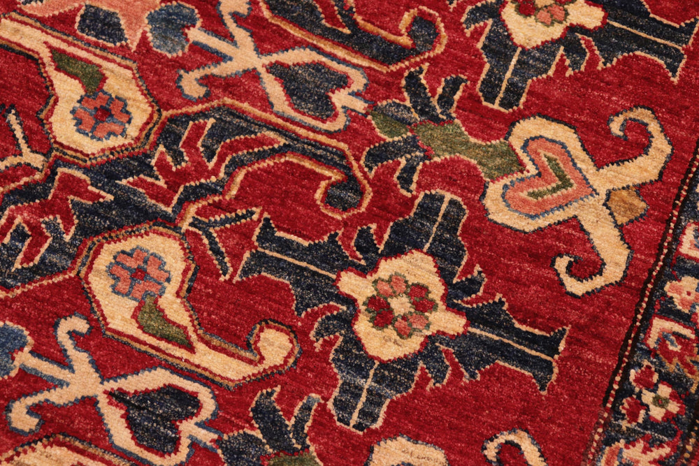 handmade Geometric Super Kazak Red Beige Hand Knotted RECTANGLE 100% WOOL area rug 8' x 11'