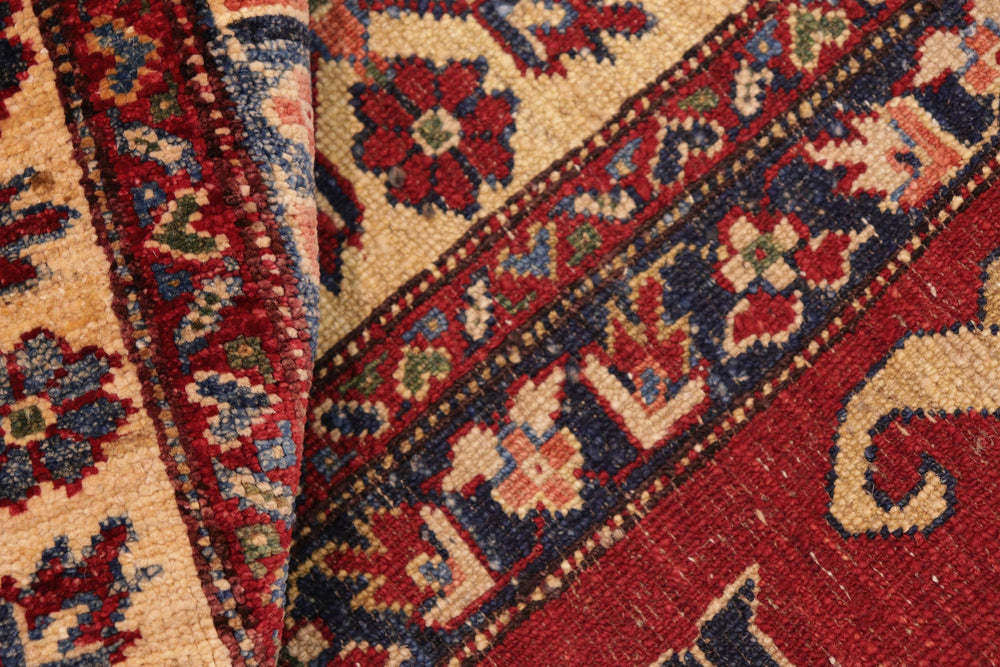 handmade Geometric Super Kazak Red Beige Hand Knotted RECTANGLE 100% WOOL area rug 8' x 11'
