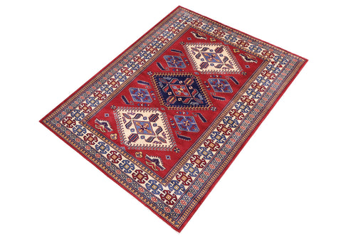 Rustic Shirwan Brent Red/Beige Wool Rug - 4'4''X6'6''