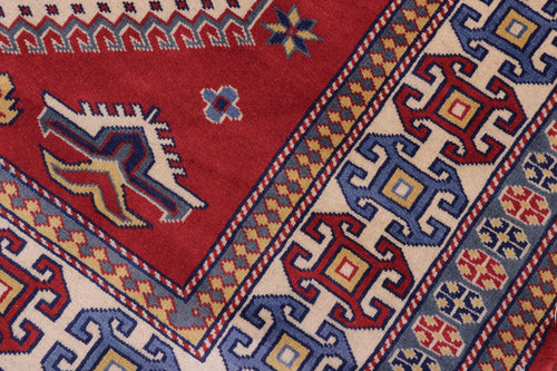 Rustic Shirwan Brent Red/Beige Wool Rug - 4'4''X6'6''