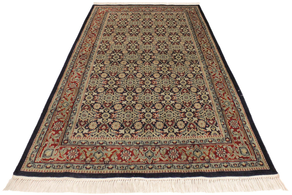 handmade Transitional  Blue Red Hand Knotted RECTANGLE 100% WOOL area rug 4' x 6'