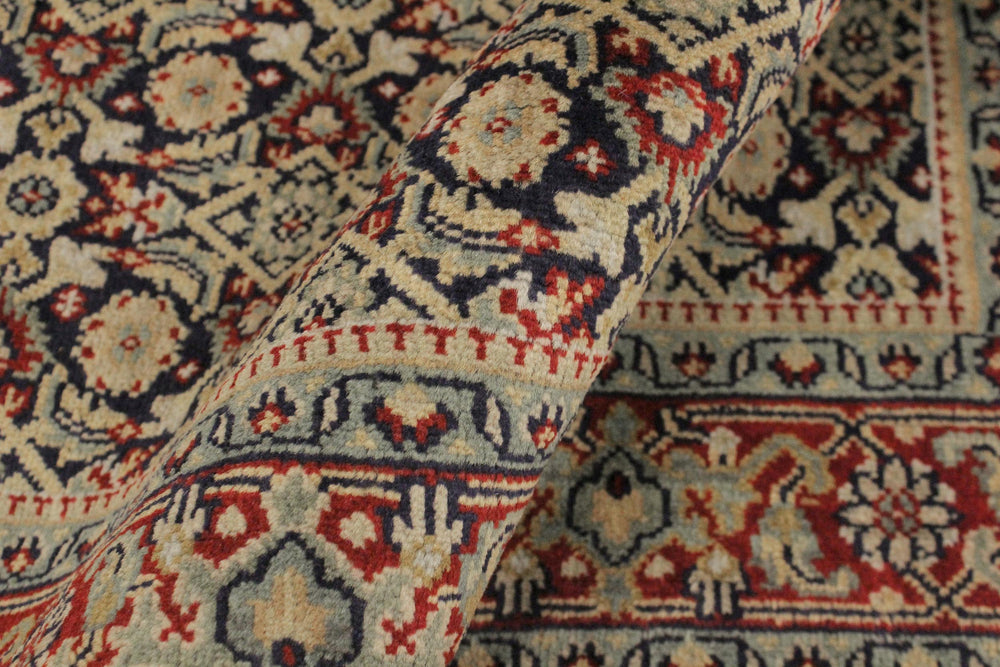 handmade Transitional  Blue Red Hand Knotted RECTANGLE 100% WOOL area rug 4' x 6'