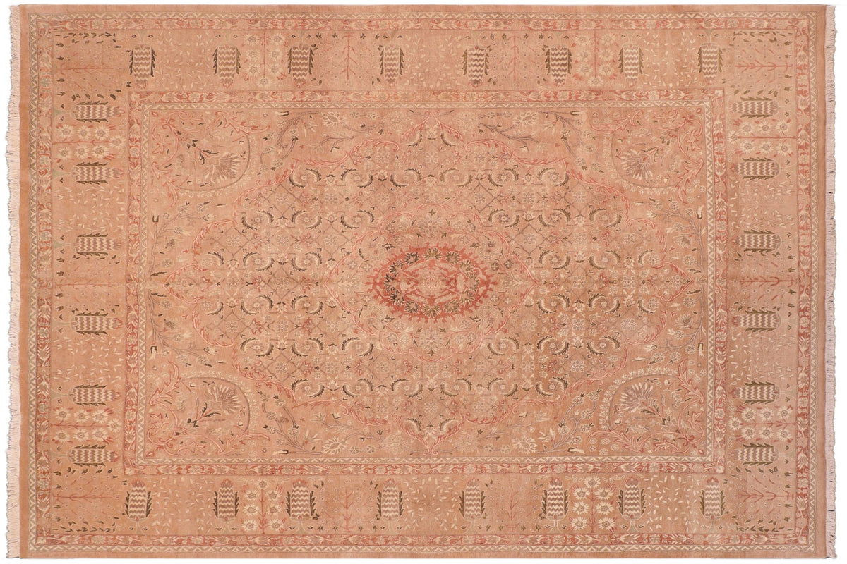 8x9 hand knotted Vegetable Dyed wool rug in tan - Tajdar Dwayne