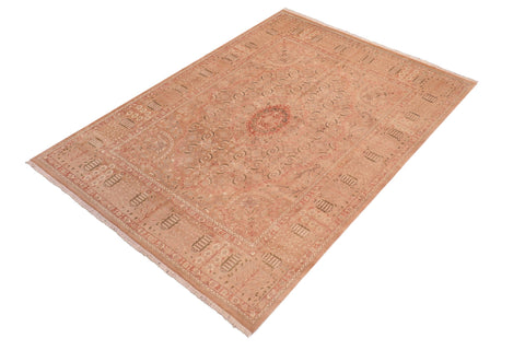 handmade Traditional Tajdar Tan Tan Hand Knotted RECTANGLE 100% WOOL area rug 8x9