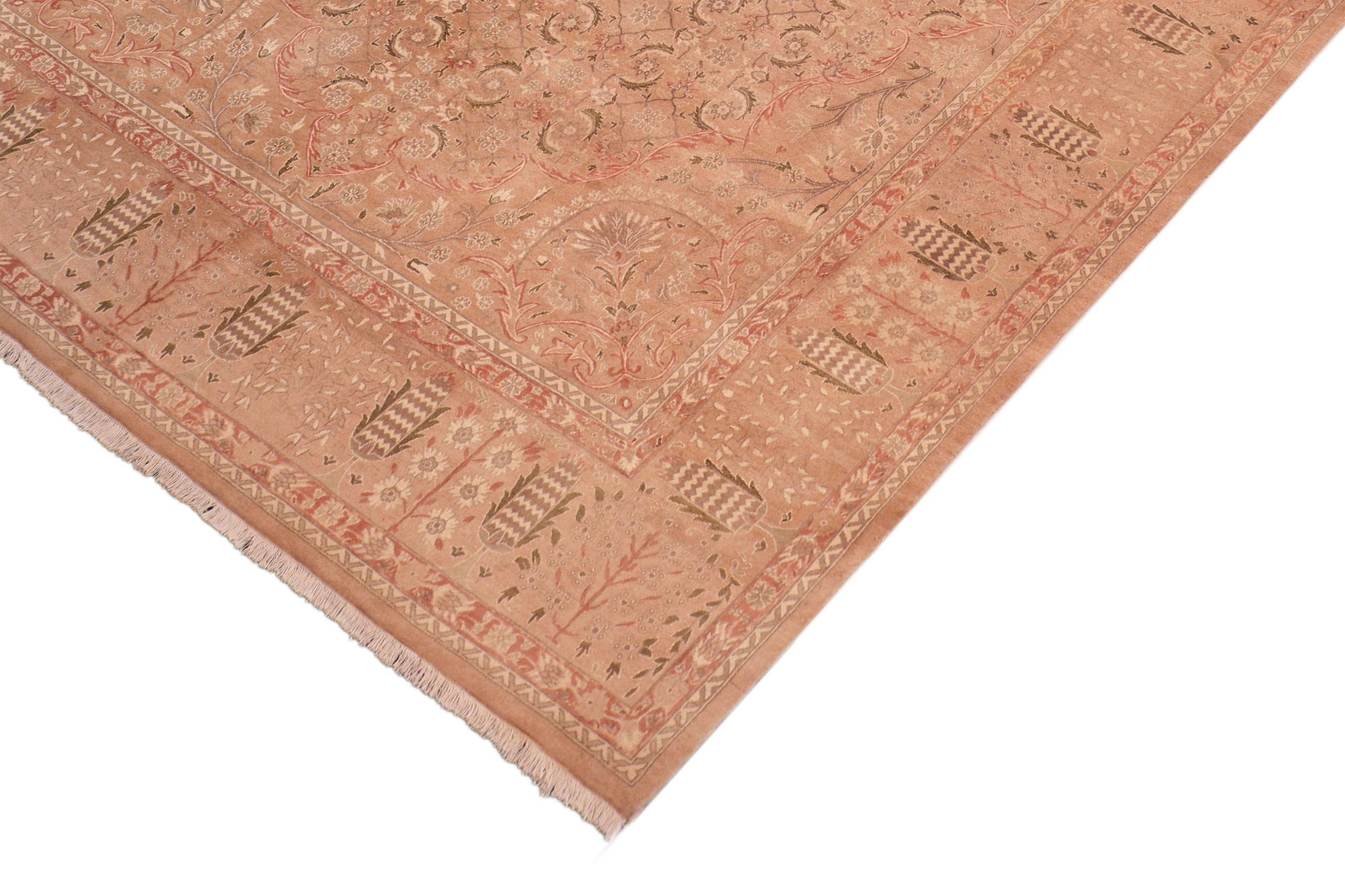 handmade Traditional Tajdar Tan Tan Hand Knotted RECTANGLE 100% WOOL area rug 8x9