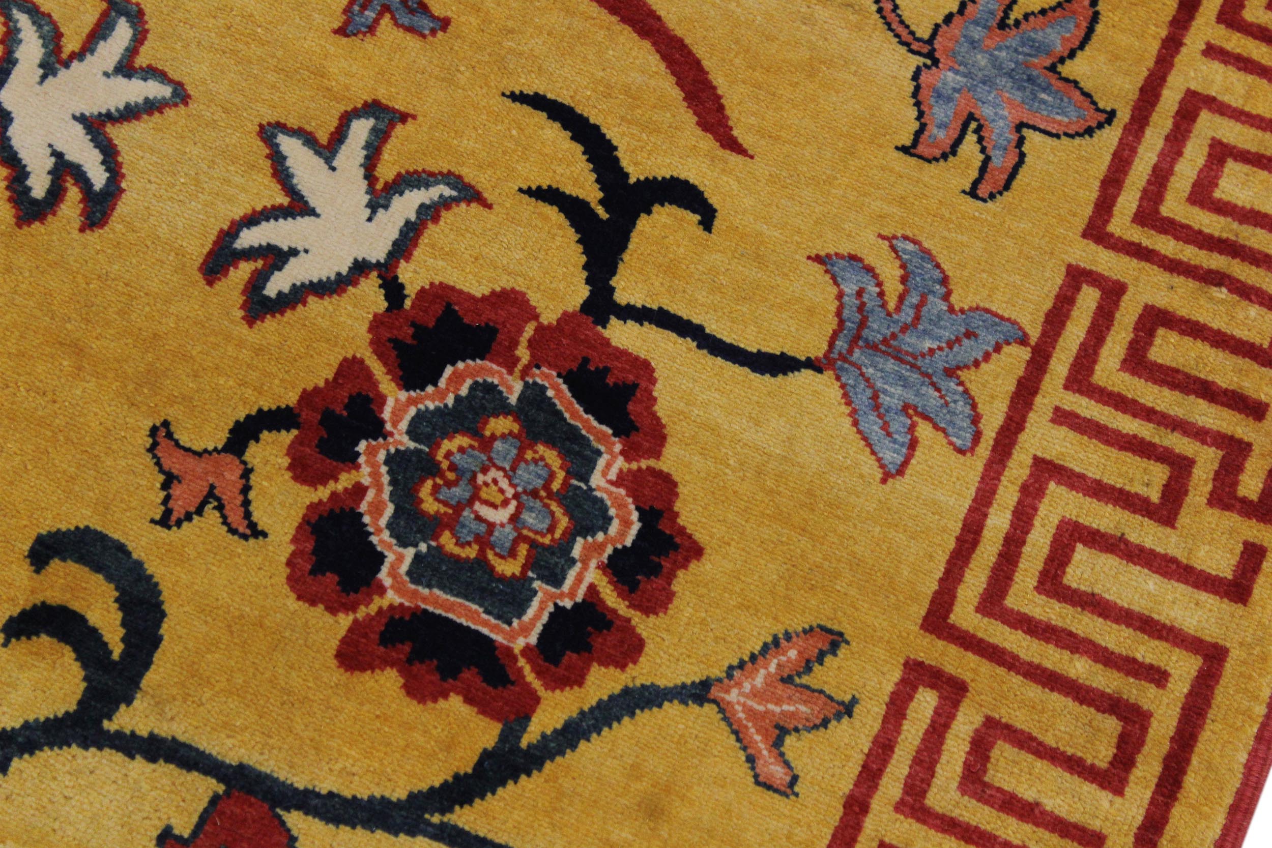 handmade Geometric Super Kazak Gold Red Hand Knotted RUNNER 100% WOOL area rug 3' x 10'