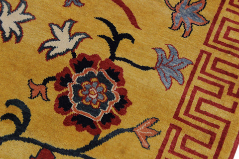 handmade Geometric Super Kazak Gold Red Hand Knotted RUNNER 100% WOOL area rug 3' x 10'