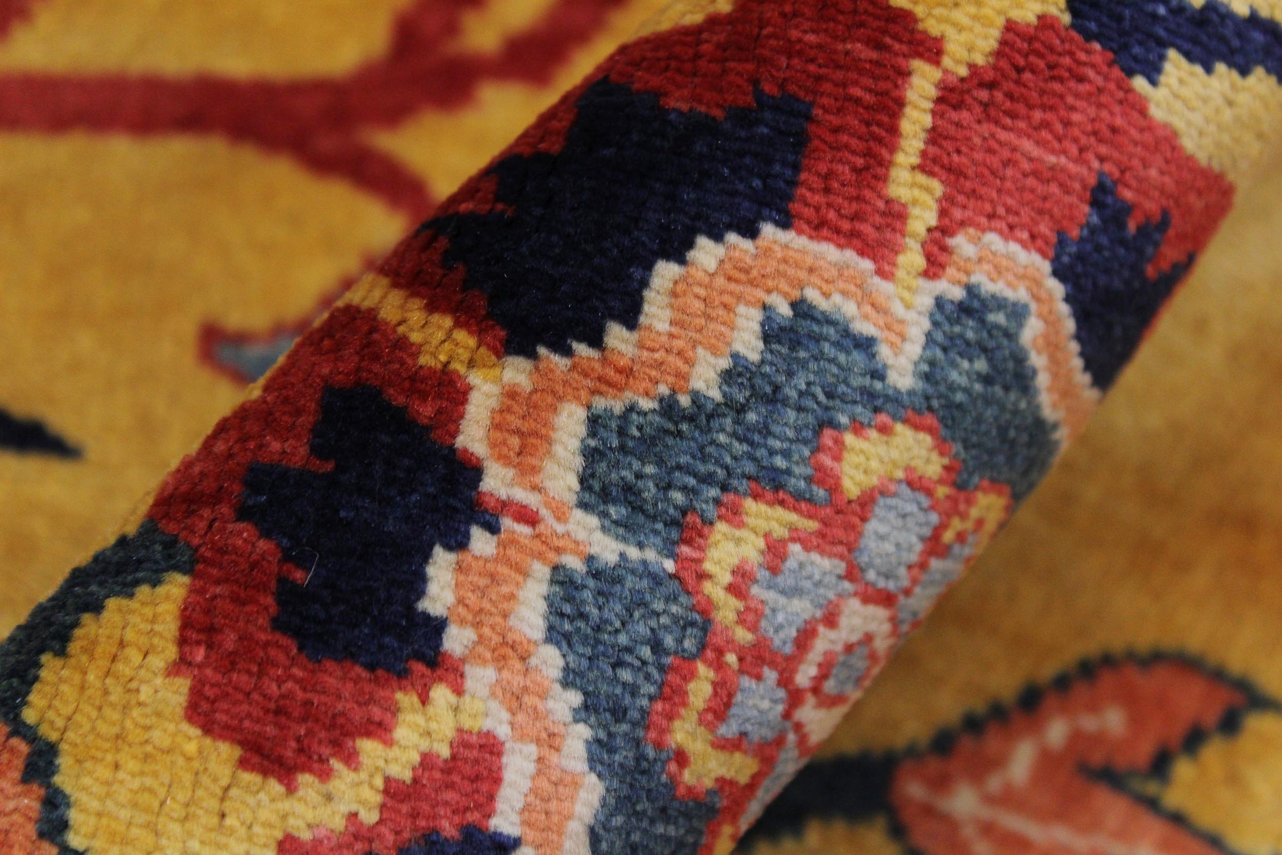 handmade Geometric Super Kazak Gold Red Hand Knotted RUNNER 100% WOOL area rug 3' x 10'