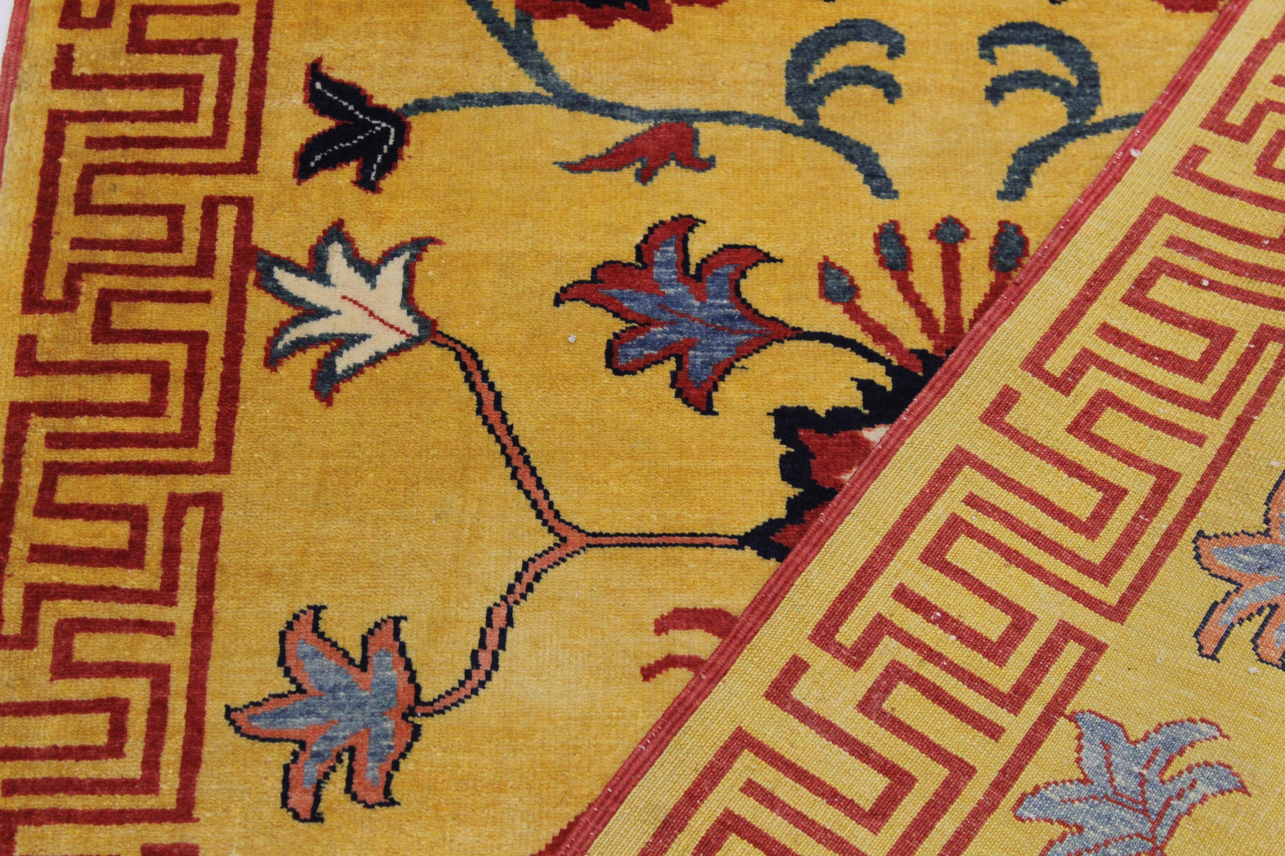 handmade Geometric Super Kazak Gold Red Hand Knotted RUNNER 100% WOOL area rug 3' x 10'