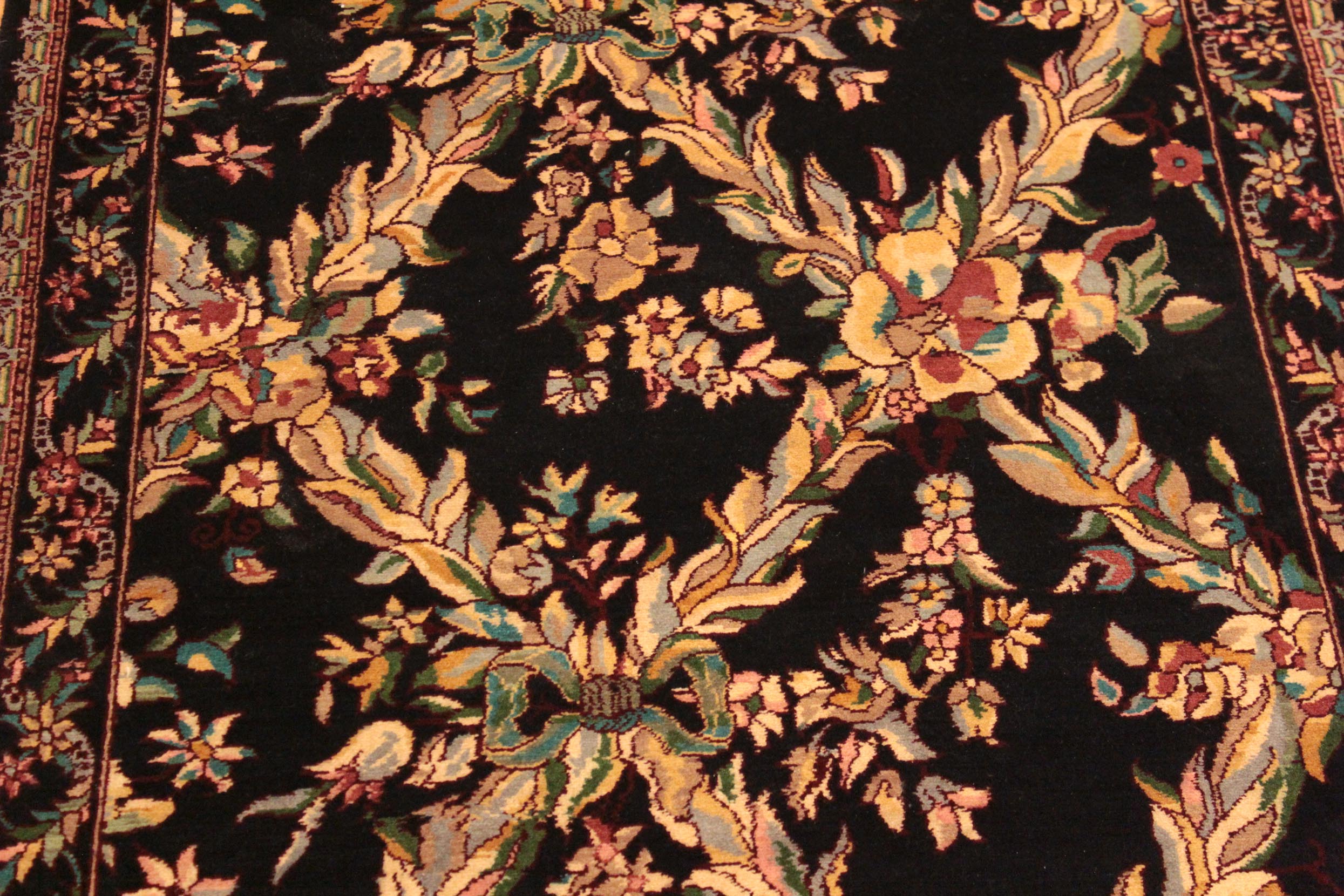 handmade Transitional Abusson Black Gold Hand Knotted RECTANGLE 100% WOOL area rug 3x5