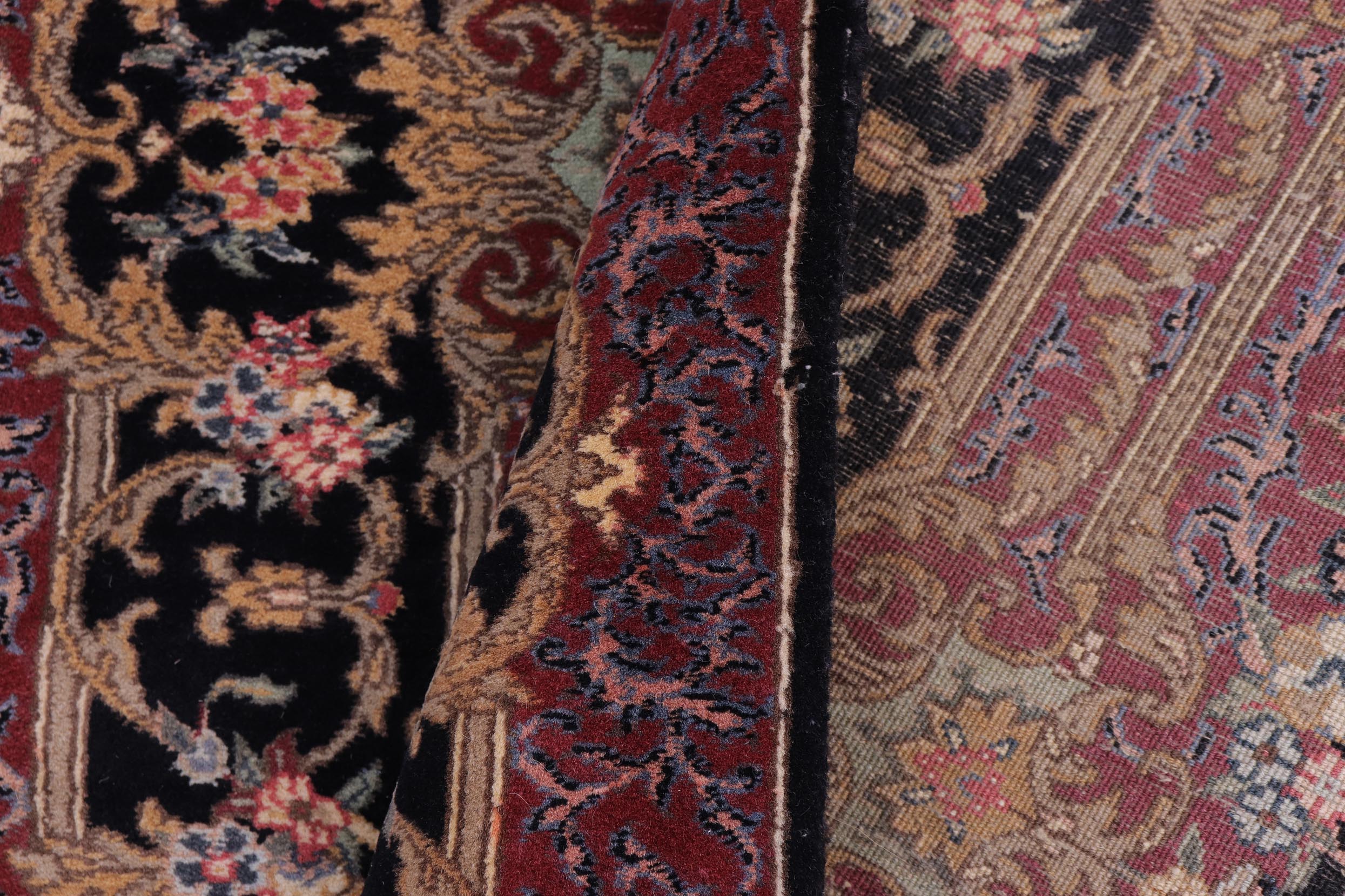 handmade Traditional Abusson Black Black Hand Knotted RECTANGLE 100% WOOL area rug 3x5