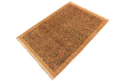 handmade Modern Gabbeh Tan Blue Hand Knotted RECTANGLE 100% WOOL area rug 3  x 5 