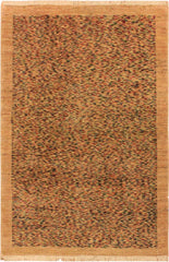 handmade Modern Gabbeh Tan Blue Hand Knotted RECTANGLE 100% WOOL area rug 3  x 5 
