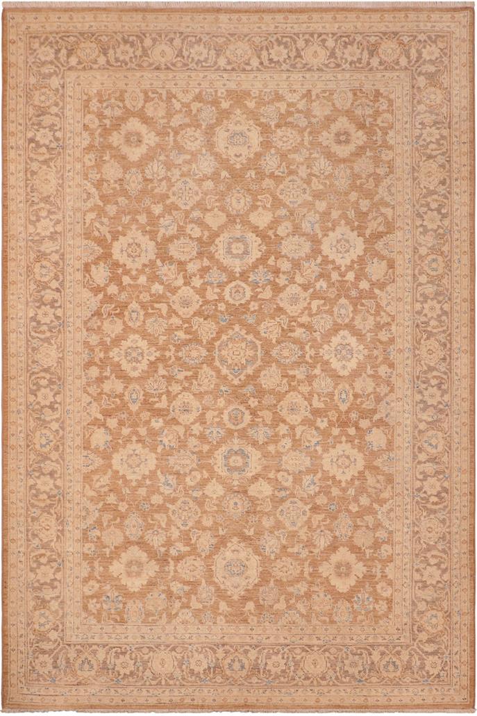 handmade Transitional Kafkaz Brown Tan Hand Knotted RECTANGLE 100% WOOL area rug 6 x 9