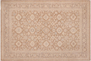 6x9 hand knotted transitional wool rug in brown and tan - Oriental Ross