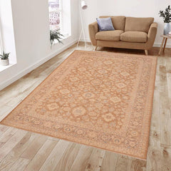 handmade Transitional Kafkaz Brown Tan Hand Knotted RECTANGLE 100% WOOL area rug 6 x 9