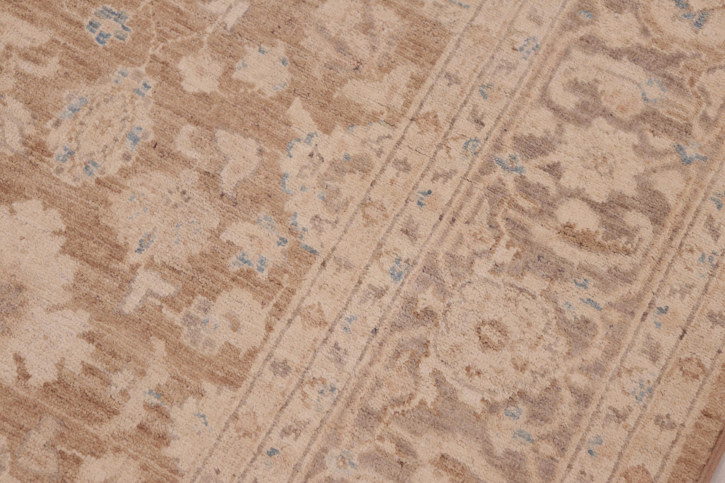 handmade Transitional Kafkaz Brown Tan Hand Knotted RECTANGLE 100% WOOL area rug 6' x 9'