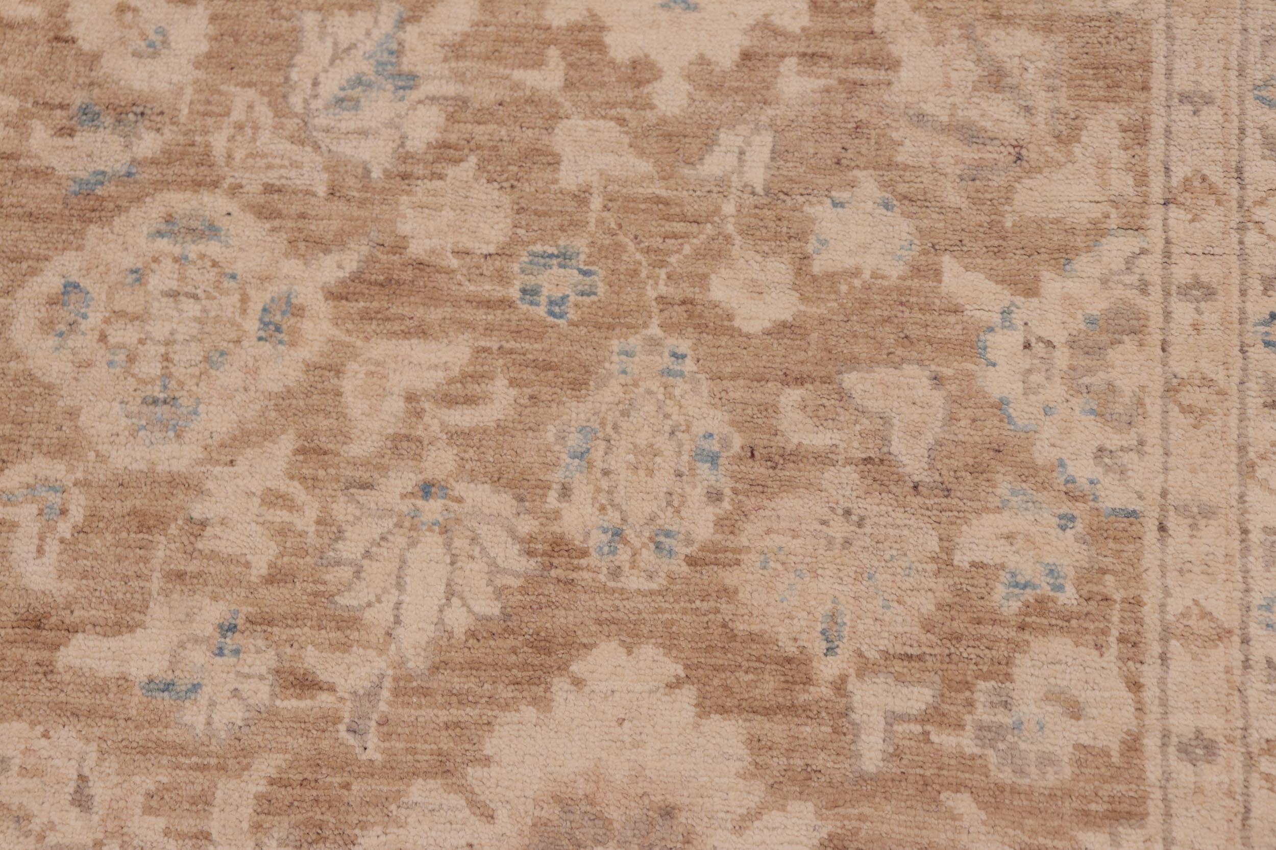 handmade Transitional Kafkaz Brown Tan Hand Knotted RECTANGLE 100% WOOL area rug 6' x 9'