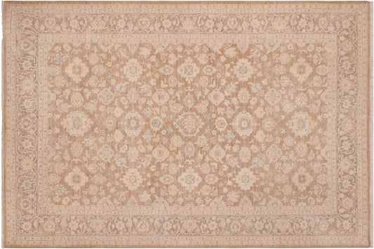 handmade Transitional Kafkaz Brown Tan Hand Knotted RECTANGLE 100% WOOL area rug 6' x 9'