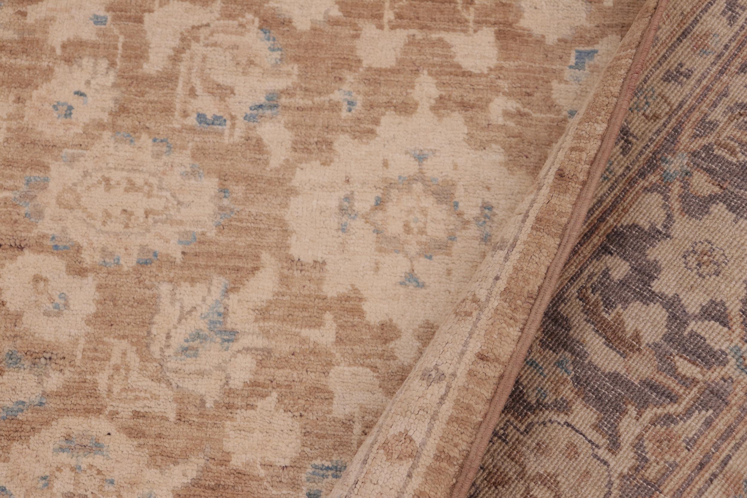 handmade Transitional Kafkaz Brown Tan Hand Knotted RECTANGLE 100% WOOL area rug 6' x 9'