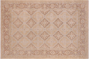 6x9 hand knotted transitional wool rug in tan and brown - Bohemian Virgil