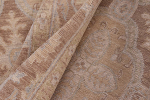 handmade Transitional Kafkaz Tan Brown Hand Knotted RECTANGLE 100% WOOL area rug 6' x 9'